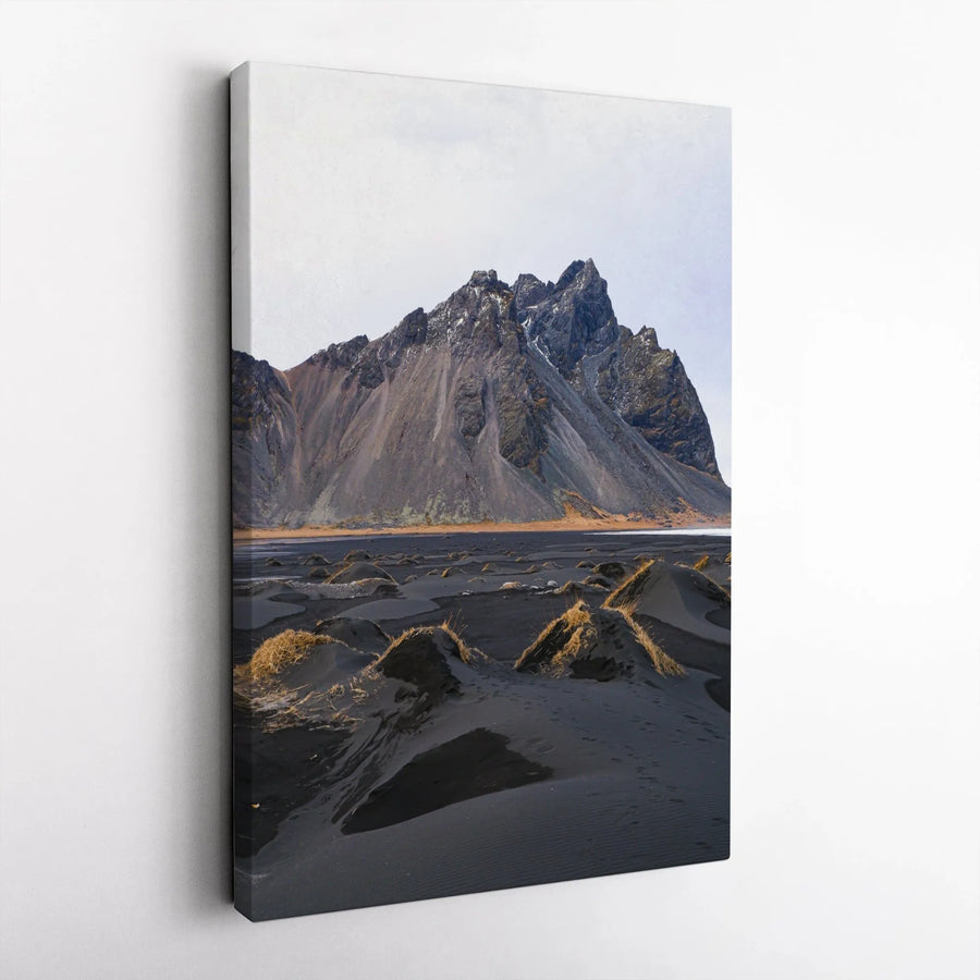 Vestrahorn Mountain Canvas | Icelandic Landscape Black Sand Dunes Wall Art | Gallery Quality 1.25 Inch Profile | Premium Decor for Home or Office