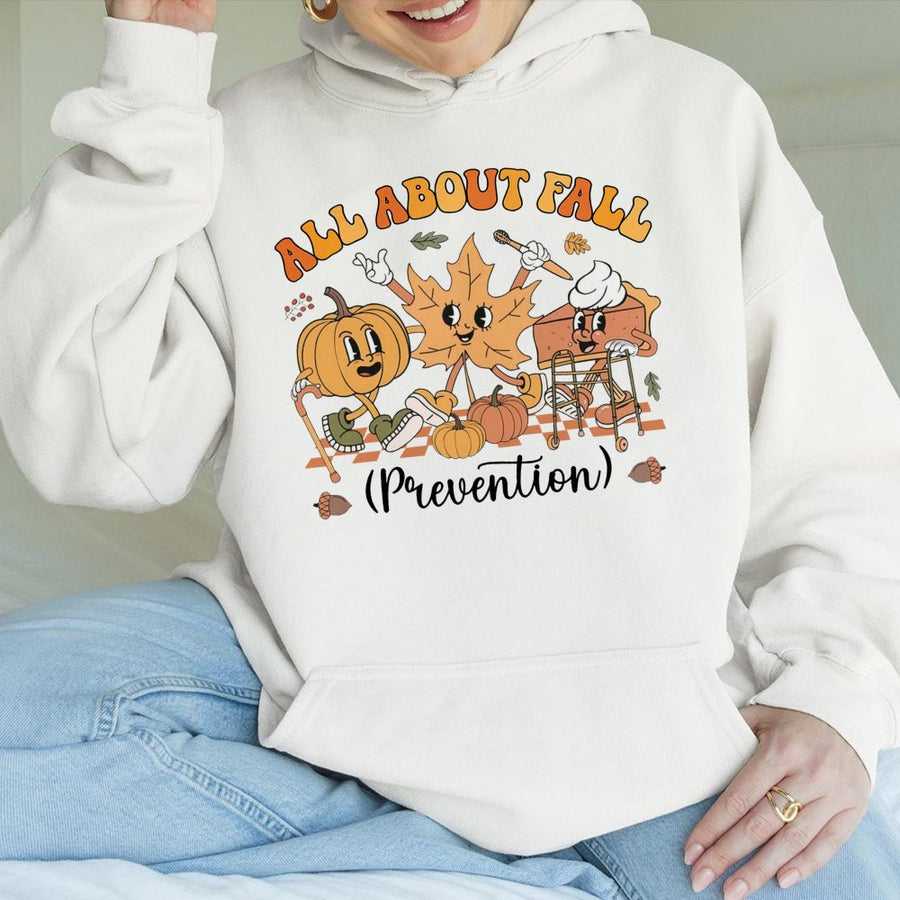 Fall Prevention Hoodie | Funny Physical Therapy Graphic | Cotton-Blend Unisex Sweatshirt | Gift for Nurses & Rehab Staff