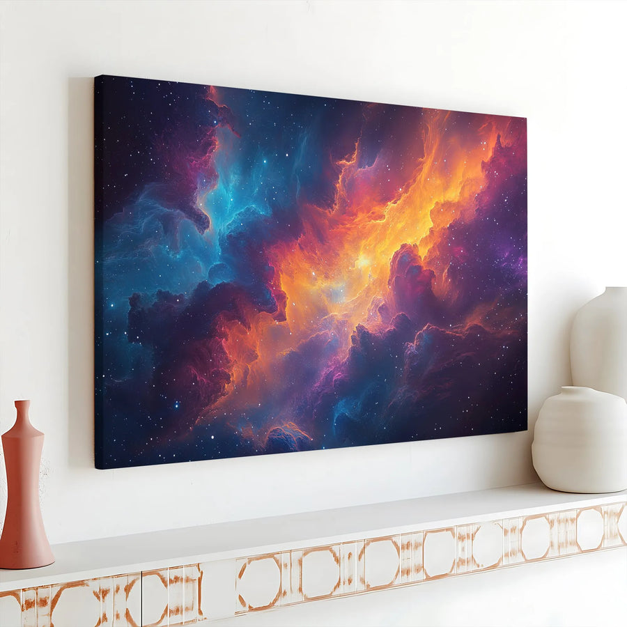 Galaxy Nebula Wall Art | Colorful Deep Space Cosmic Canvas | 1.25 Inch Premium Gallery Wrap | Modern Home Office Decor Gift