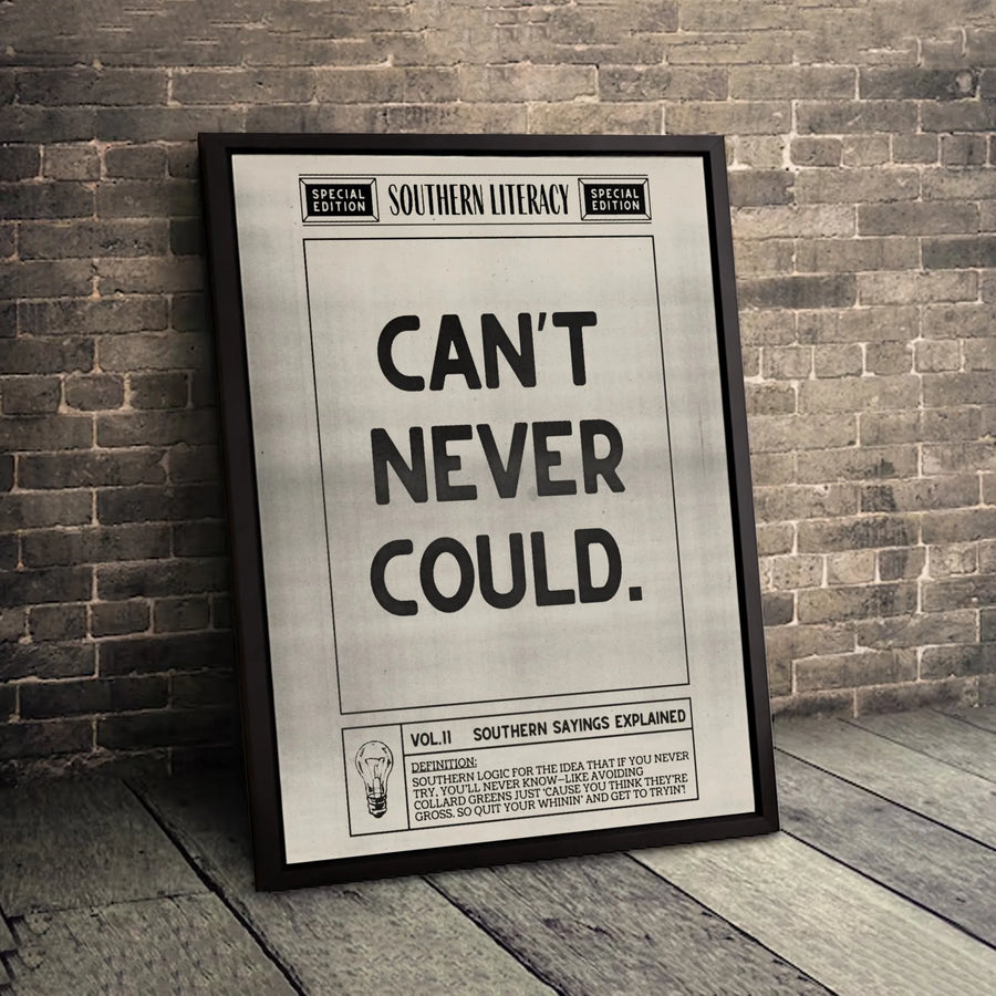 Can't Never Could Wall Art | Southern Sayings Dictionary Print | Premium 1.25" Gallery Canvas | Inspirational Home Decor Office Gift