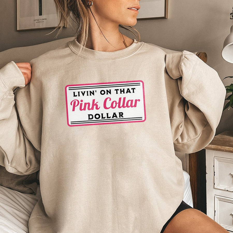 Pink Collar Dollar Sweatshirt | Western Aesthetic Graphic Tee | Premium Cotton Blend | Gift For Women Country Music Fans