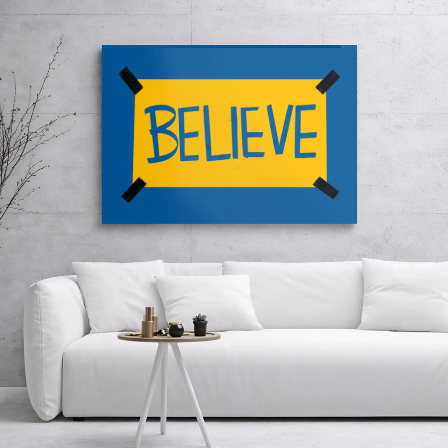 Believe Canvas Wall Art | Inspirational Quotes Decor | Premium Gallery Wrapped Canvas | Motivational Office and Home Decor Gift