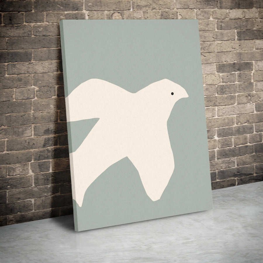 Minimalist Dove Vertical Canvas | Modern Bird Silhouette Art | Premium Gallery Wrapped Canvas | Limited Edition Nursery Decor Gift
