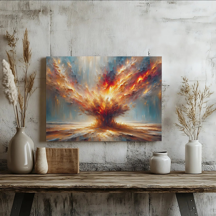 Abstract Explosion Wall Art | Textured Impasto Style Cosmic Print | Premium Gallery Wrapped Canvas | Modern Living Room Decor Gift