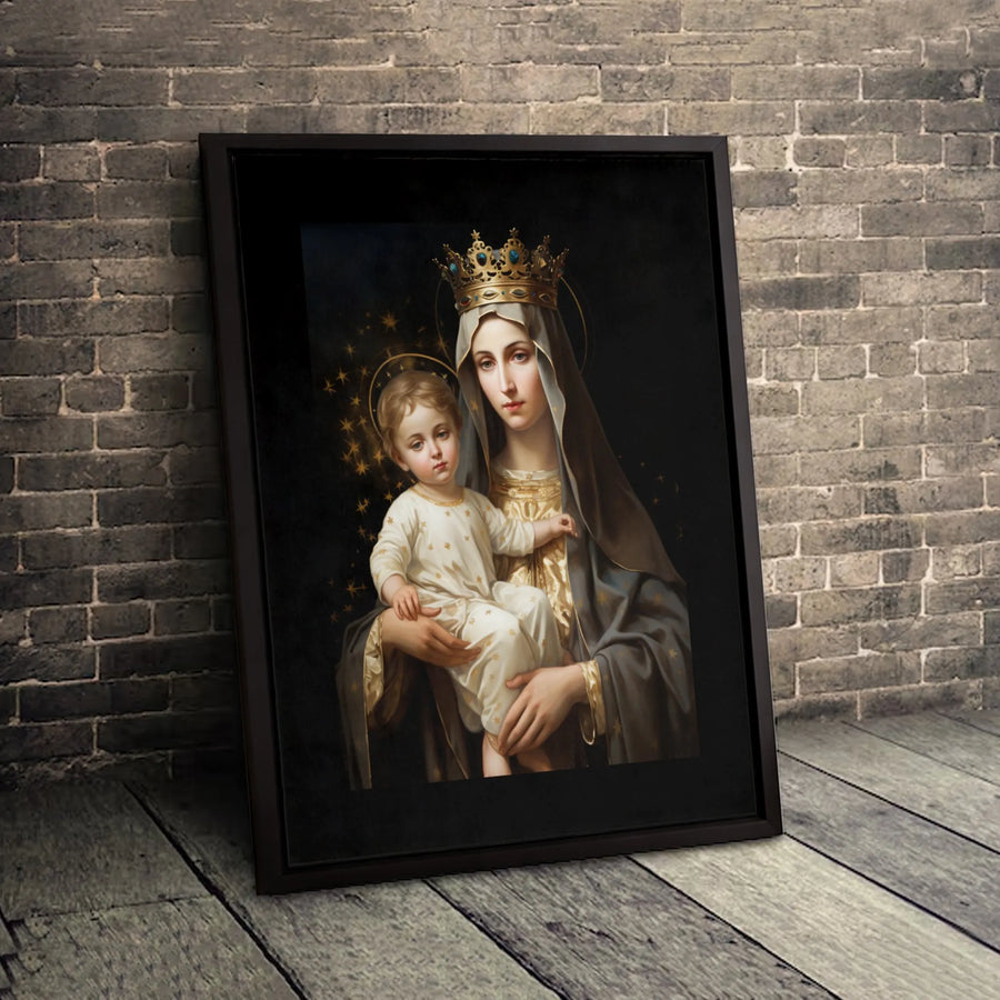 Virgin Mary and Baby Jesus Canvas Print | Sacred Mother Queen of Heaven Wall Art | Premium Gallery-Wrapped Portrait | Religious Home Decor Gift