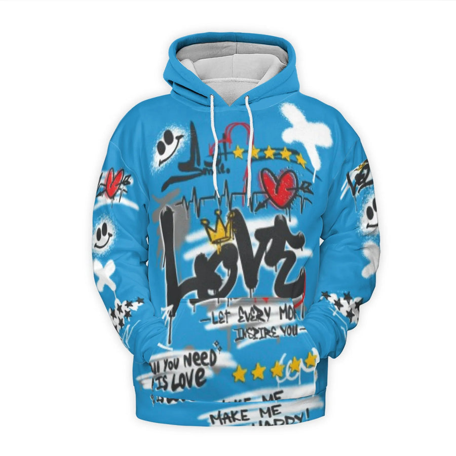Graffiti Heart 3D Hoodie | Urban Love Streetwear Graphic Print | Soft Premium Polyester Fleece | Unisex Aesthetic Gift for Teens and Adults