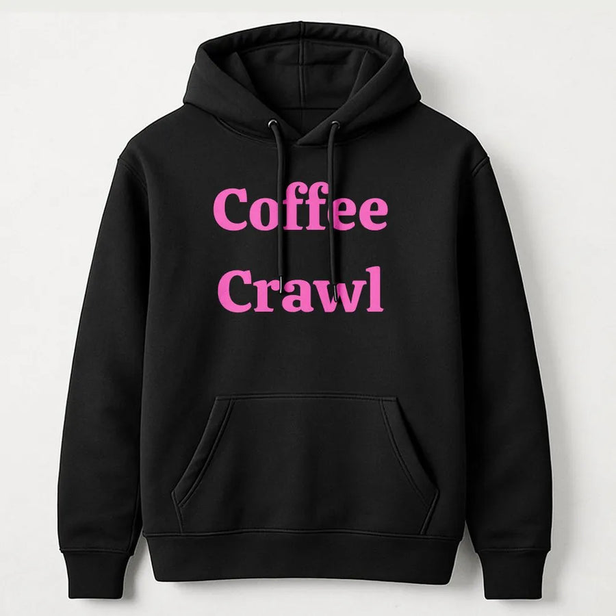 Coffee Crawl Hoodie | Minimalist Graphic Pullover | Soft Cotton Blend | Cute Coffee Lover Gift for Her