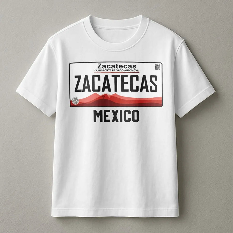 Zacatecas Mexico T-Shirt | Vintage License Plate Graphic Tee | Soft Cotton Heritage Apparel | Gift for Zacatecano