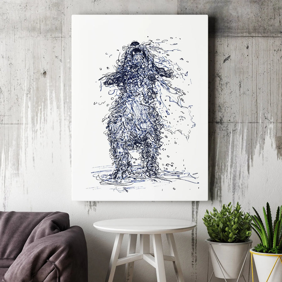 Shaking Dog Scribble Art Canvas | Modern Abstract Pet Drawing | Premium 1.25-Inch Gallery Wrap | Unique Dog Lover Gift Home Decor