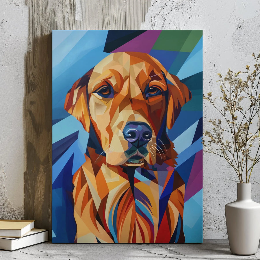 Golden Retriever Wall Art | Geometric Pop Art Portrait | Premium Gallery Wrapped Canvas | Modern Dog Lover Gift Home Decor