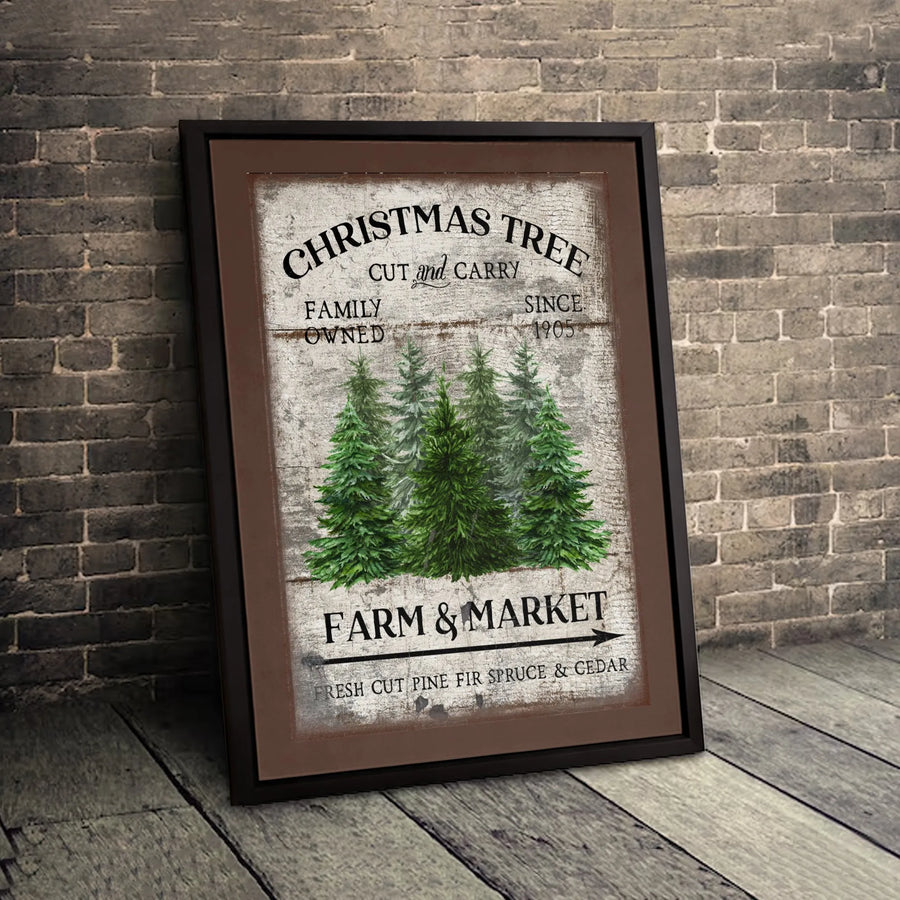 Christmas Tree Farm Canvas Print | Rustic Holiday Wall Decor | 1.25" Gallery Wrap | Vintage Farmhouse Style Gift
