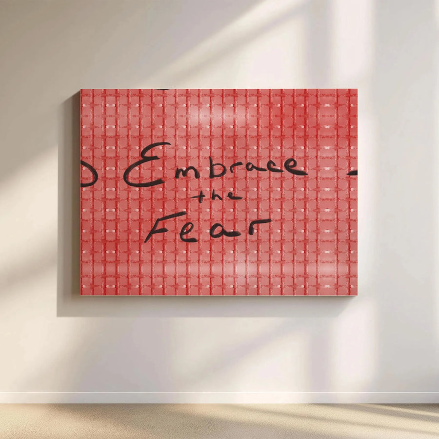 Embrace The Fear Wall Art | Modern Handwritten Typography Quote | Premium Gallery Wrapped Canvas | Motivational Home Office Decor Gift