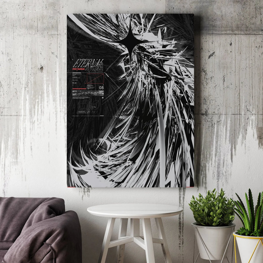 Eternal Promise Abstract Canvas Wall Art | Modern Cyberpunk Graphic Print | Premium Fade-Resistant Canvas | Unique Office & Home Decor Gift
