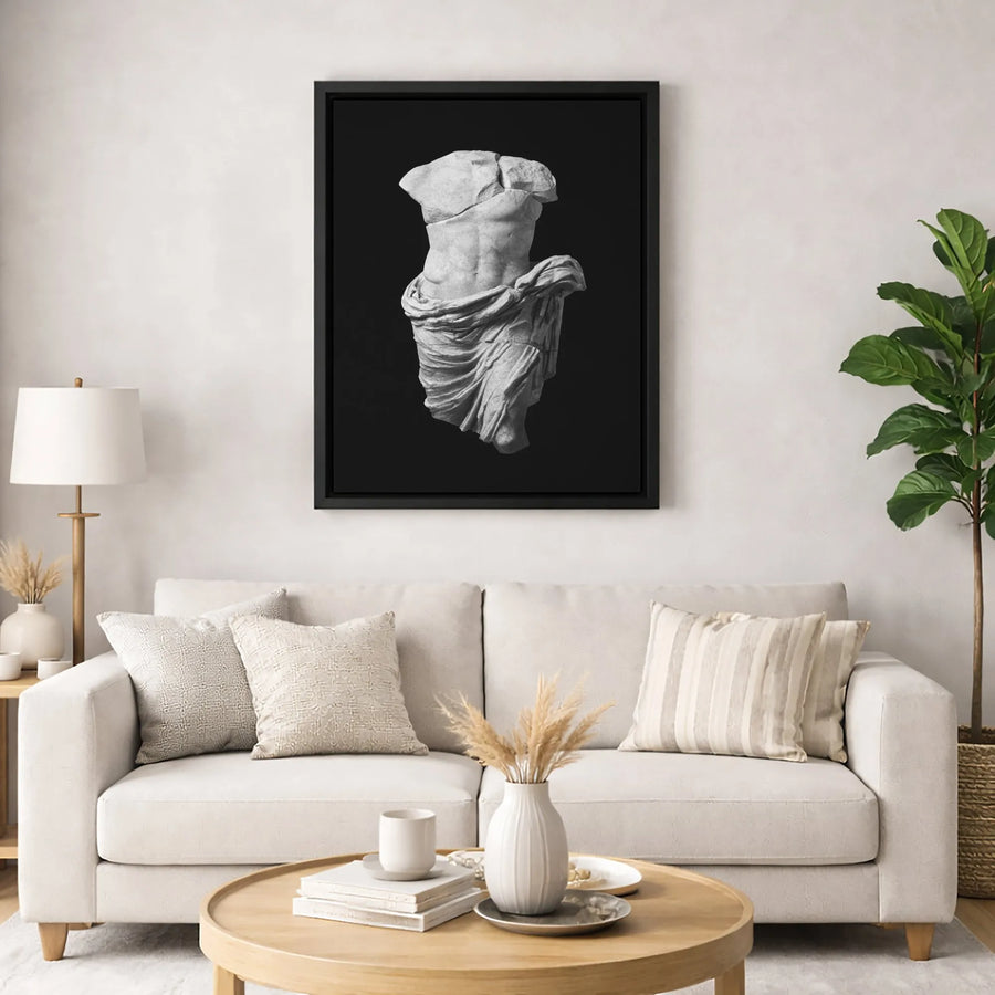 Greek Statue Canvas Art | Classical Male Torso Wall Decor | Gallery-Wrapped Premium Print | Modern Aesthetic Home Gift