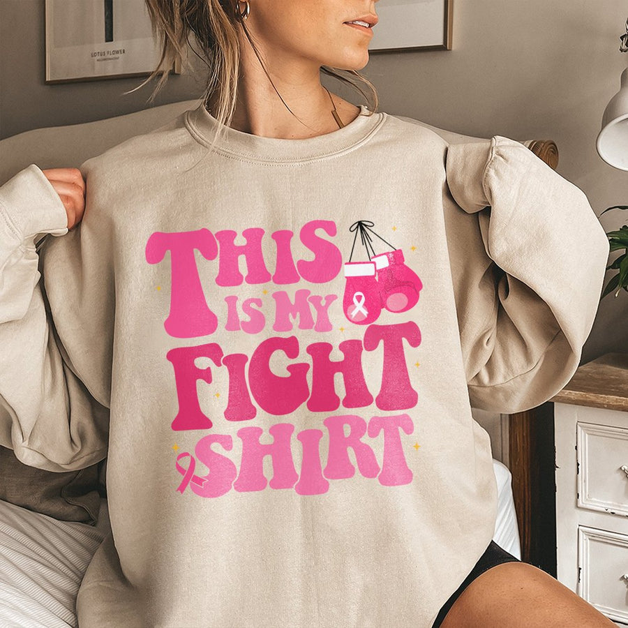 This Is My Fight Sweatshirt | Breast Cancer Awareness Pink Ribbon Design | Premium Cotton Blend | Gift For Cancer Warrior Survivor