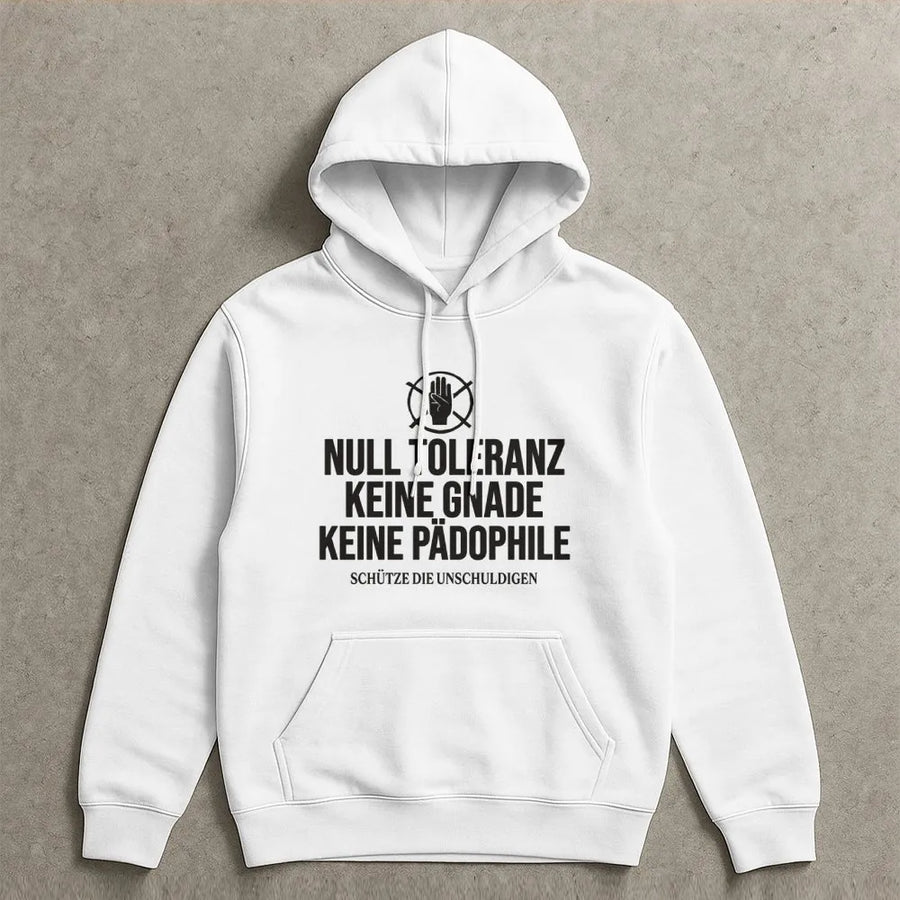 Null Toleranz Hoodie | Statement Spruch Gegen Kindesmissbrauch | Premium Baumwoll-Mix Pullover | Schütze die Unschuldigen Geschenk