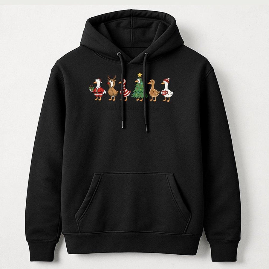 Christmas Goose Hoodie | Funny Holiday Duck Graphic | Soft Cotton-Blend Pullover | Cute Winter Sweatshirt Gift for Animal Lovers