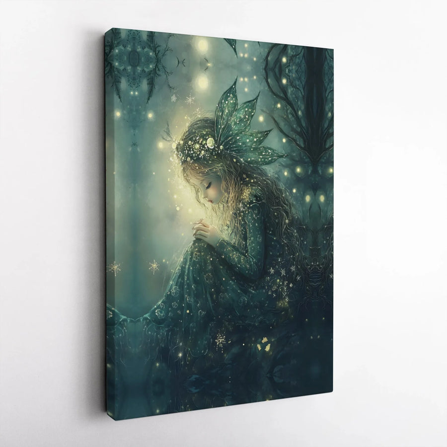 Enchanted Forest Fairy Wall Art | Magical Glowing Pixie Illustration | Premium 1.25-Inch Gallery Canvas | Whimsical Home Decor Gift