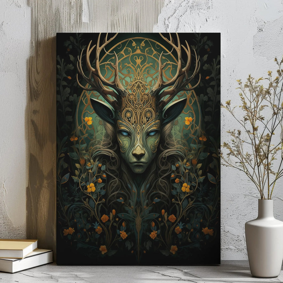 Forest Spirit Deer Canvas Wall Art | Mythical Woodland Creature Portrait | Gallery Wrapped Premium Decor | Enchanted Nature Gift for Home