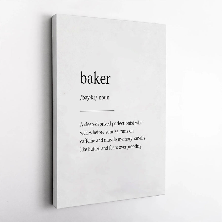 Baker Definition Canvas Art | Funny Baking Wall Decor | Premium Gallery Wrap Print | Gift for Baker, Pastry Chef or Bakery Owner
