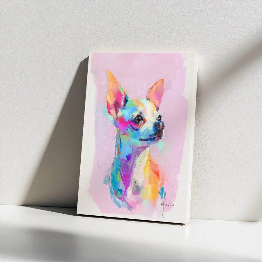 Colorful Chihuahua Canvas Print | Abstract Dog Wall Art | Premium 1.25" Gallery Wrap | Gift for Dog Lovers and Pet Owners