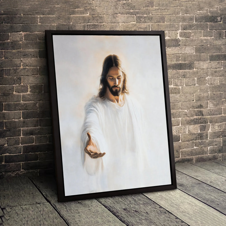 Jesus Christ Canvas Print | Come Unto Me Extended Hand Artwork | Premium Gallery Wrapped Wall Decor | Christian Home Decor Gift