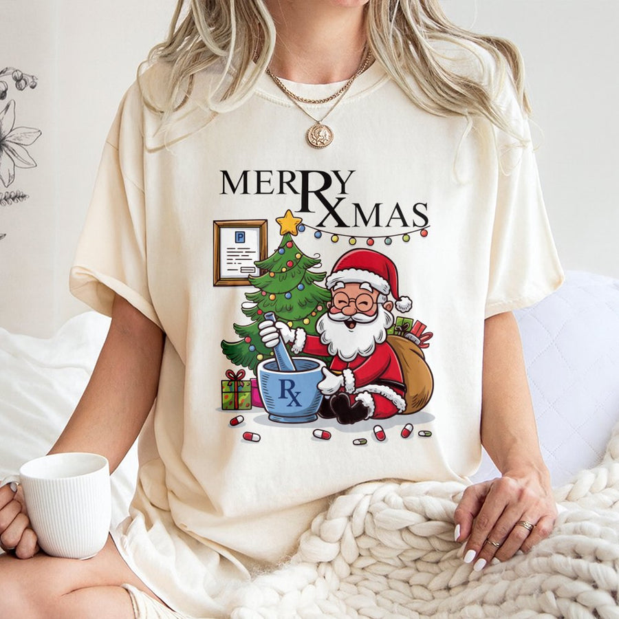 Pharmacist Christmas T-Shirt | Funny Pharmacy Tech Holiday Gift | 100% Cotton Premium Tee | Unique Xmas Apparel for Pharmacy Staff