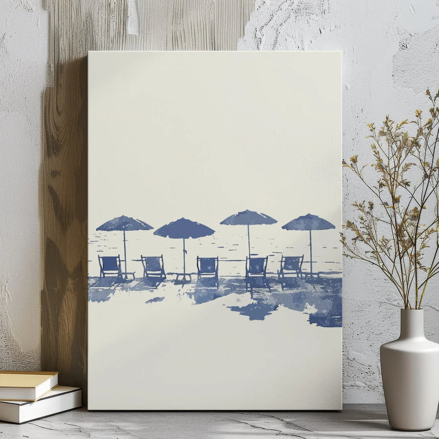 Beach Canvas Wall Art | Minimalist Coastal Watercolor Scene | Premium Gallery Wrap 1.25" Frame | Relaxing Ocean Decor for Living Room