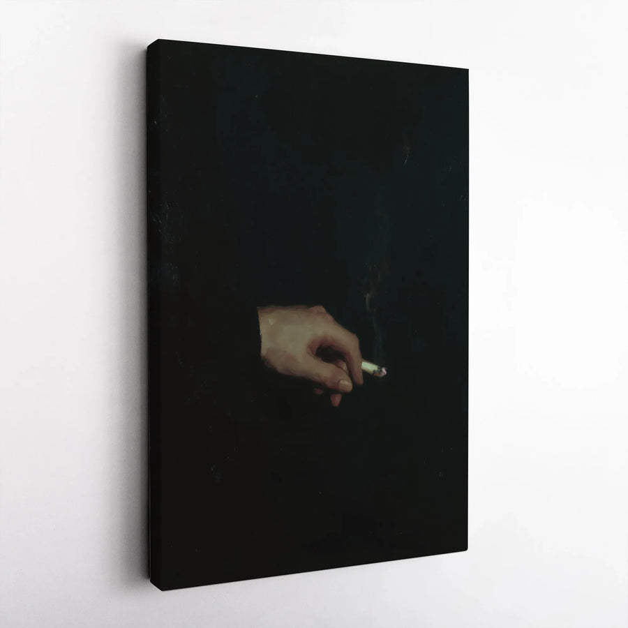 Dark Academia Hand With Cigarette Canvas Art | Moody Aesthetic Wall Decor | Premium 1.25 Inch Gallery Wrap | Gift for Art Lovers