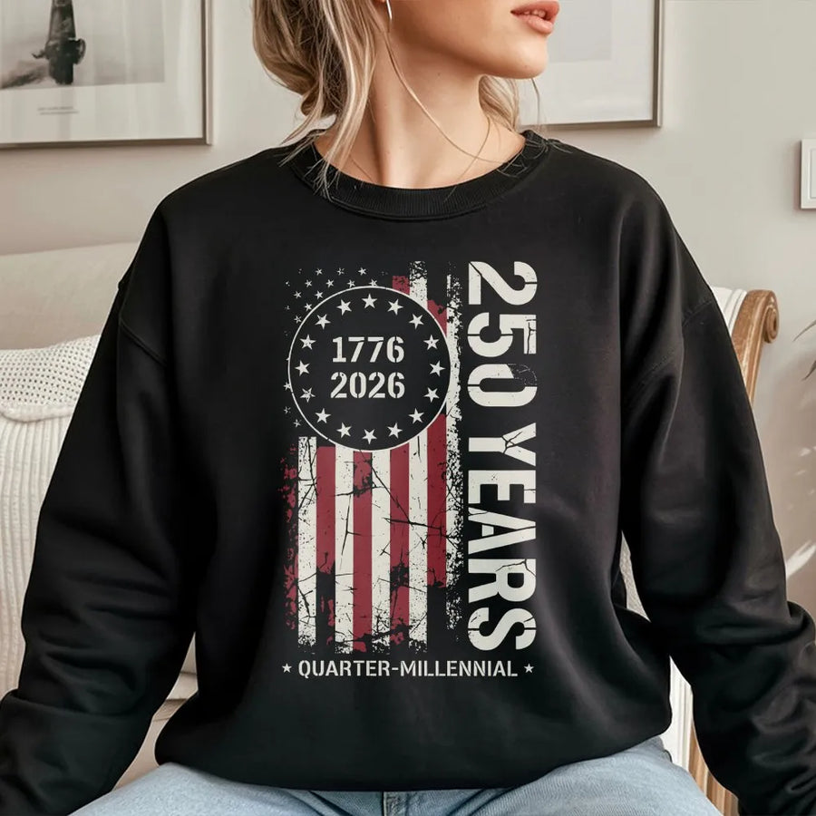 America 250th Anniversary Sweatshirt | 1776-2026 Patriotic USA Flag Design | Cotton Blend Premium Apparel | Unisex Gift for Independence Day Celebration