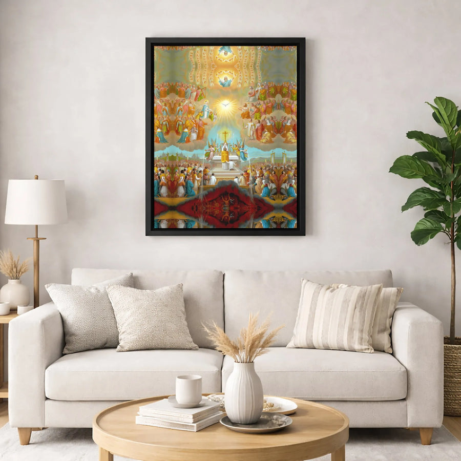 Catholic Mass Wall Art | Holy Trinity & Communion Of Saints Print | Premium Gallery Wrapped Canvas | Religious Home Decor & Spiritual Gift