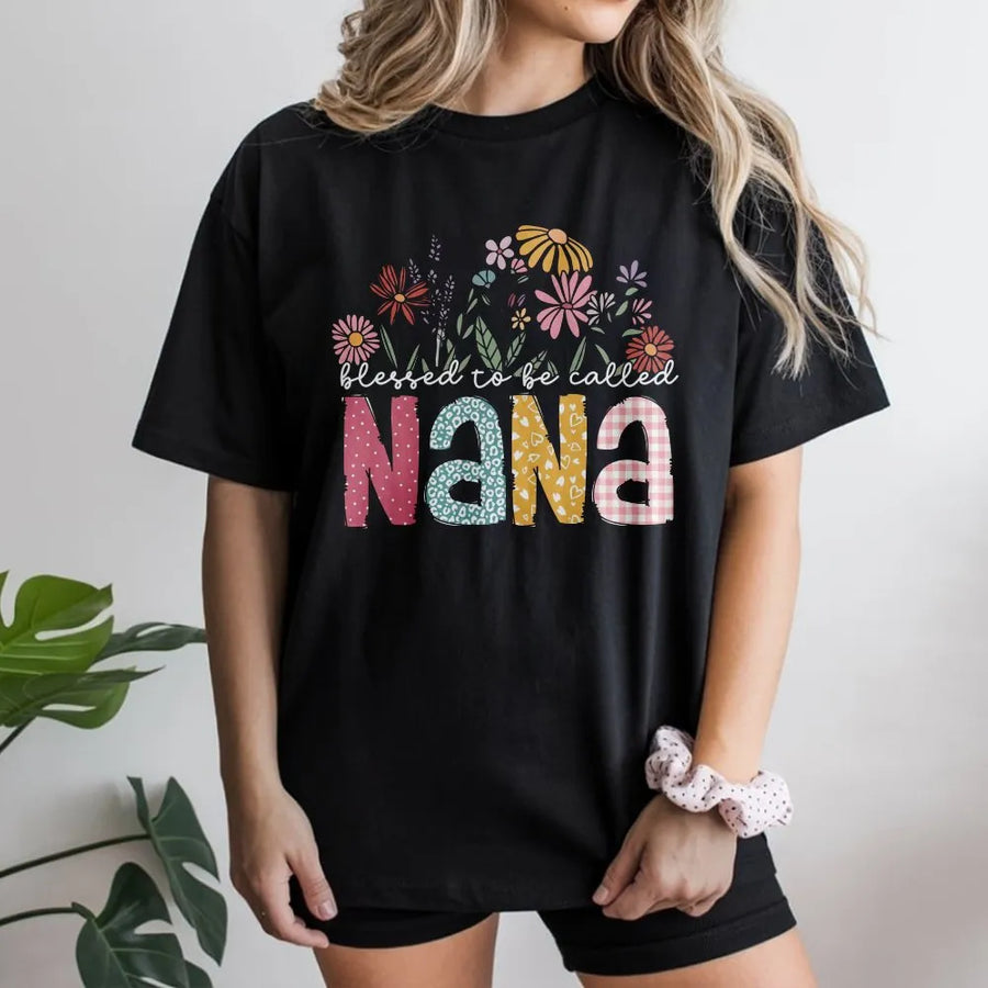 Blessed Nana T-Shirt | Floral Wildflower Graphic Tee | Soft Cotton Grandma Shirt | Mother's Day Gift for New Grandmother