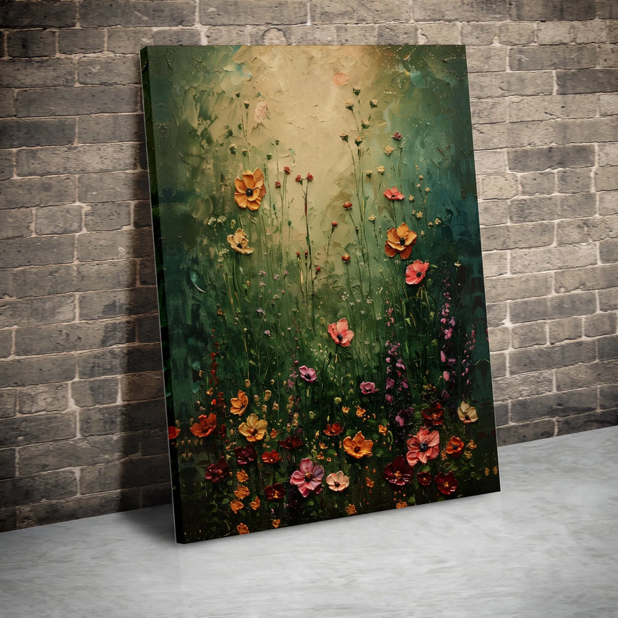 Wildflower Meadow Canvas Wall Art | Textured Impasto Floral Painting | Premium Gallery Wrap 1.25" Frame | Botanical Home Decor Gift