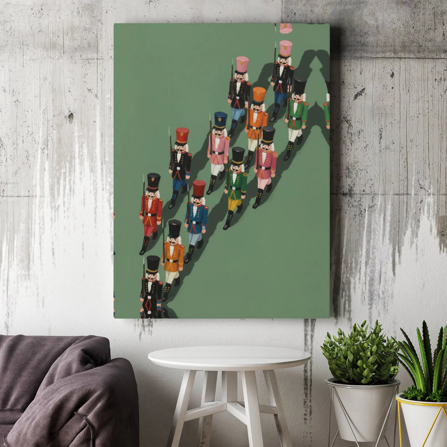 Nutcracker Soldiers Canvas Wall Art | Vintage Toy Soldier Parade | Premium High-Resolution Print | Christmas Holiday Home Decor Gift