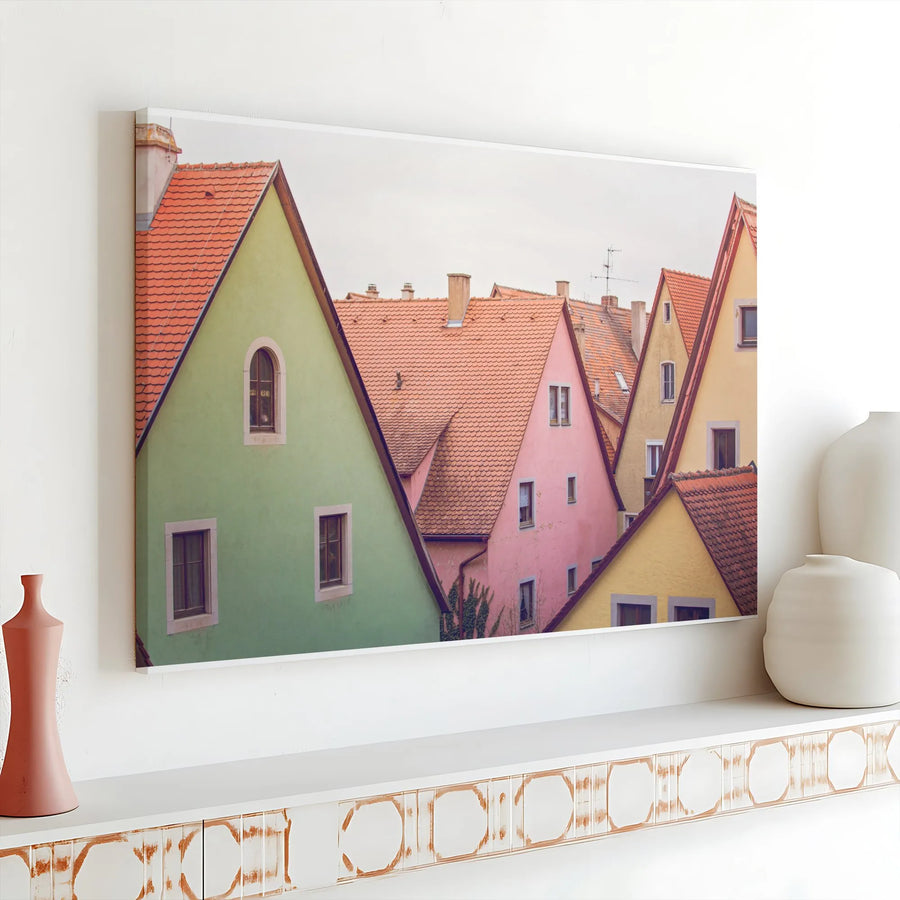 Rothenburg Germany Canvas Wall Art | Colorful Medieval Town Rooftops | Premium Fade-Resistant Print | German Heritage Gift & Living Room Decor