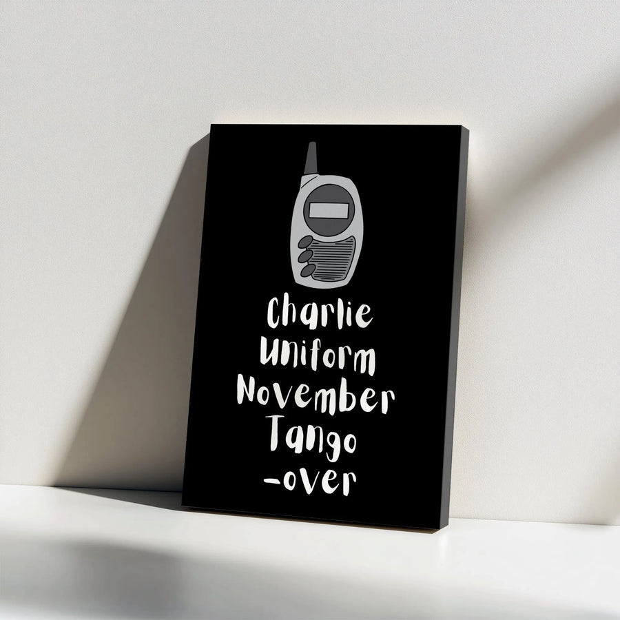 Phonetic Alphabet Vertical Canvas | Charlie Uniform November Tango Print | Premium Gallery Wall Art | Funny Man Cave Decor Gift for Him