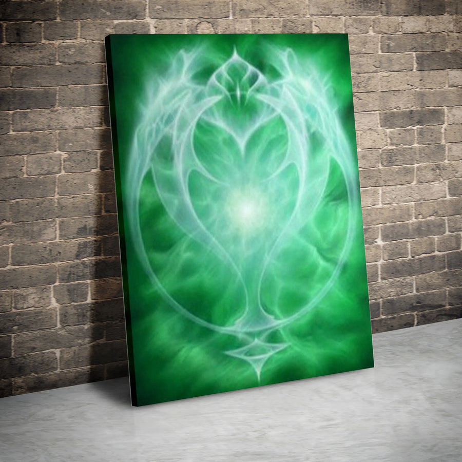 Heart Chakra Canvas Art | Glowing Abstract Energy Design | Premium Gallery-Quality Print | Meditation Room & Yoga Studio Decor