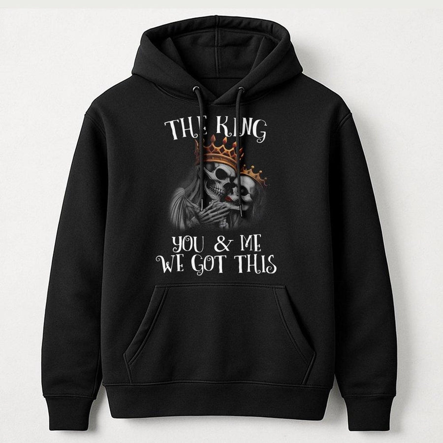 Skull Couple Hoodie | King and Queen Gothic Skeleton Art | Premium Cotton Blend | Romantic Matching Gift for Couples