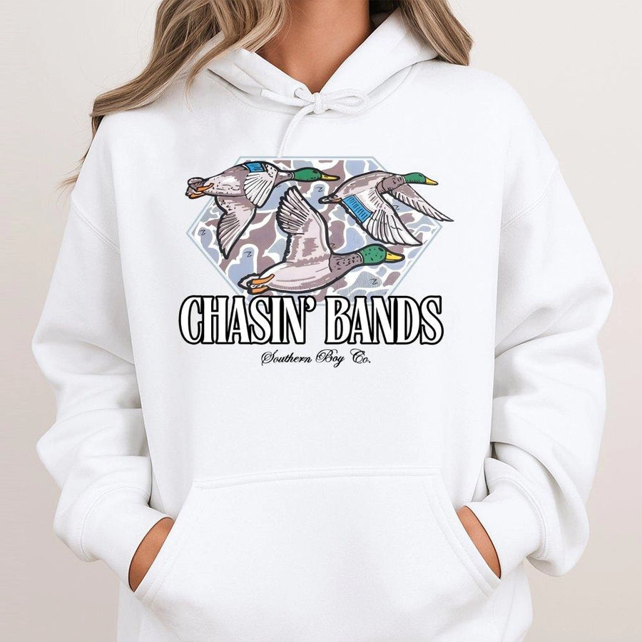 Duck Hunting Hoodie | Chasin' Bands Mallard Graphic | Cotton-Polyester Premium Blend | Gift For Waterfowl Hunters & Outdoorsmen