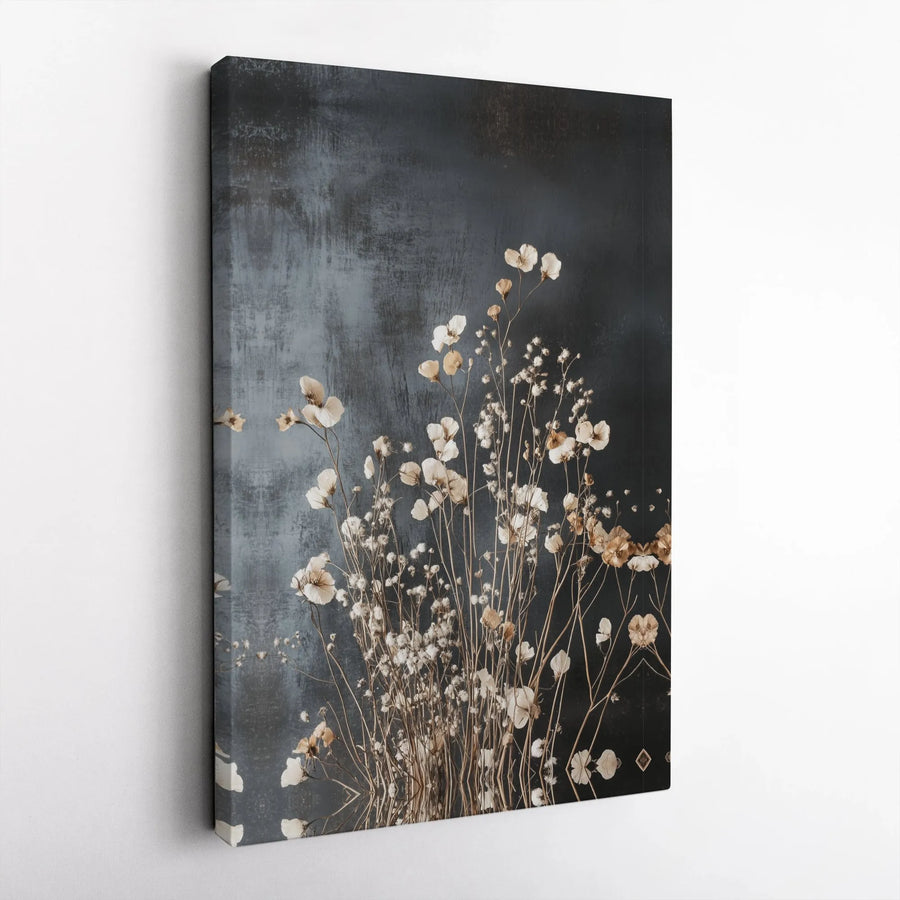 Moody Wildflower Canvas Wall Art | Minimalist Neutral Botanical Print | Premium Gallery-Wrap Framed Canvas | Modern Farmhouse Living Room Decor