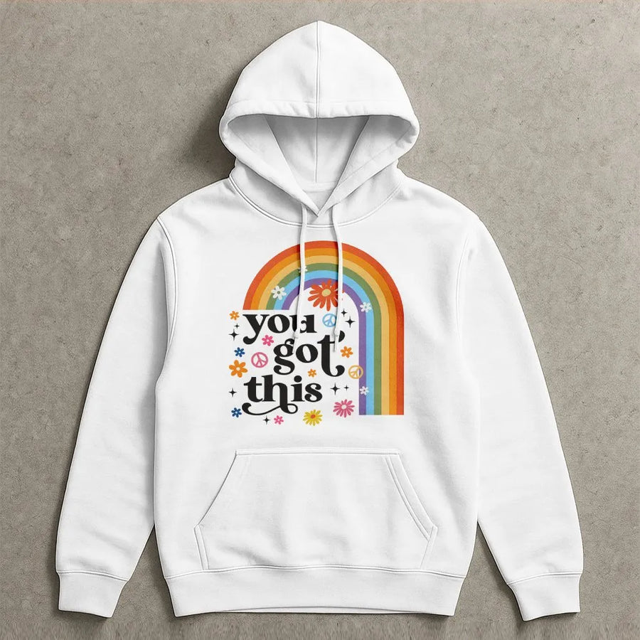 Teacher Test Day Hoodie | Retro Rainbow You Got This Design | Soft Cotton Blend | Testing Season Teacher Gift