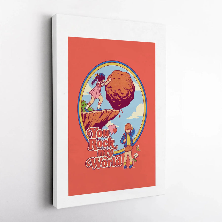 You Rock My World Canvas Print | Retro Comic Book Wall Art | Premium 1.25" Thick Gallery Wrap | Funny Anniversary Gift for Her or Him