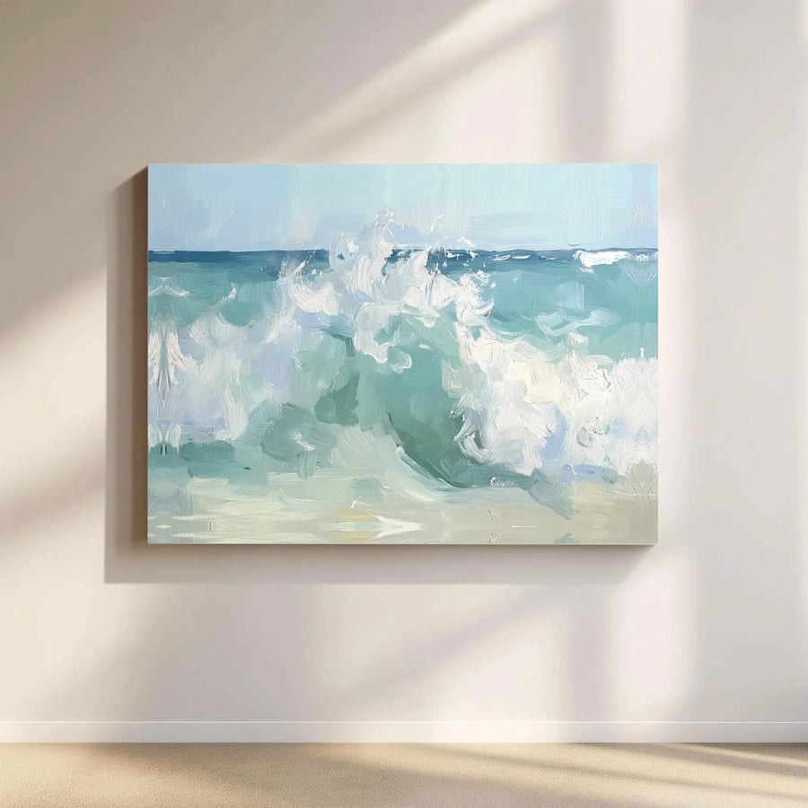 Ocean Waves Canvas Wall Art | Abstract Seascape Painting Print | Premium Gallery Wrapped Canvas | Coastal Home Decor Gift