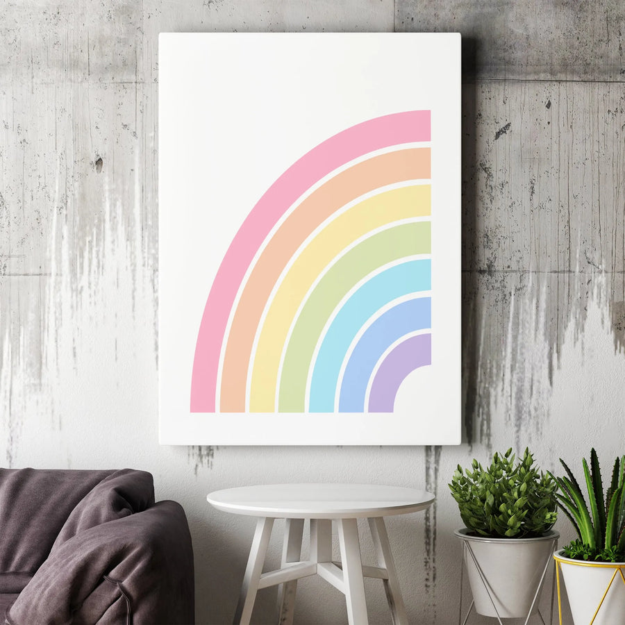 Pastel Rainbow Wall Art | Modern Arch Minimalist Canvas | Gallery Quality Fade-Resistant Print | Nursery Decor or Kids Room Gift