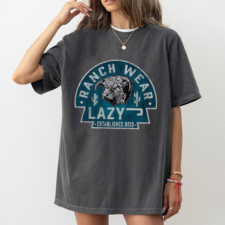 Ranch Wear Graphic T-Shirt | Western Hereford Bull & Cactus Design | Premium 100% Cotton | Unisex Country Style Gift for Ranchers and Cowgirls