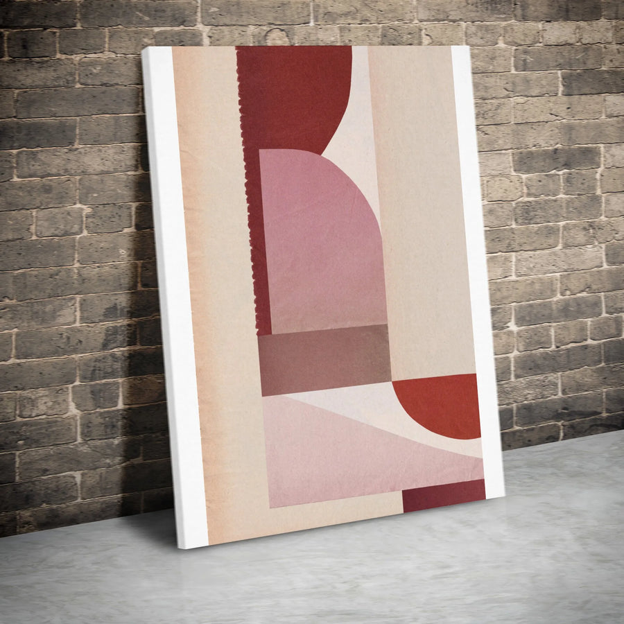 Abstract Geometric Vertical Canvas | Terracotta And Blush Shapes | Premium Gallery Wrapped Canvas | Modern Living Room Wall Decor Gift