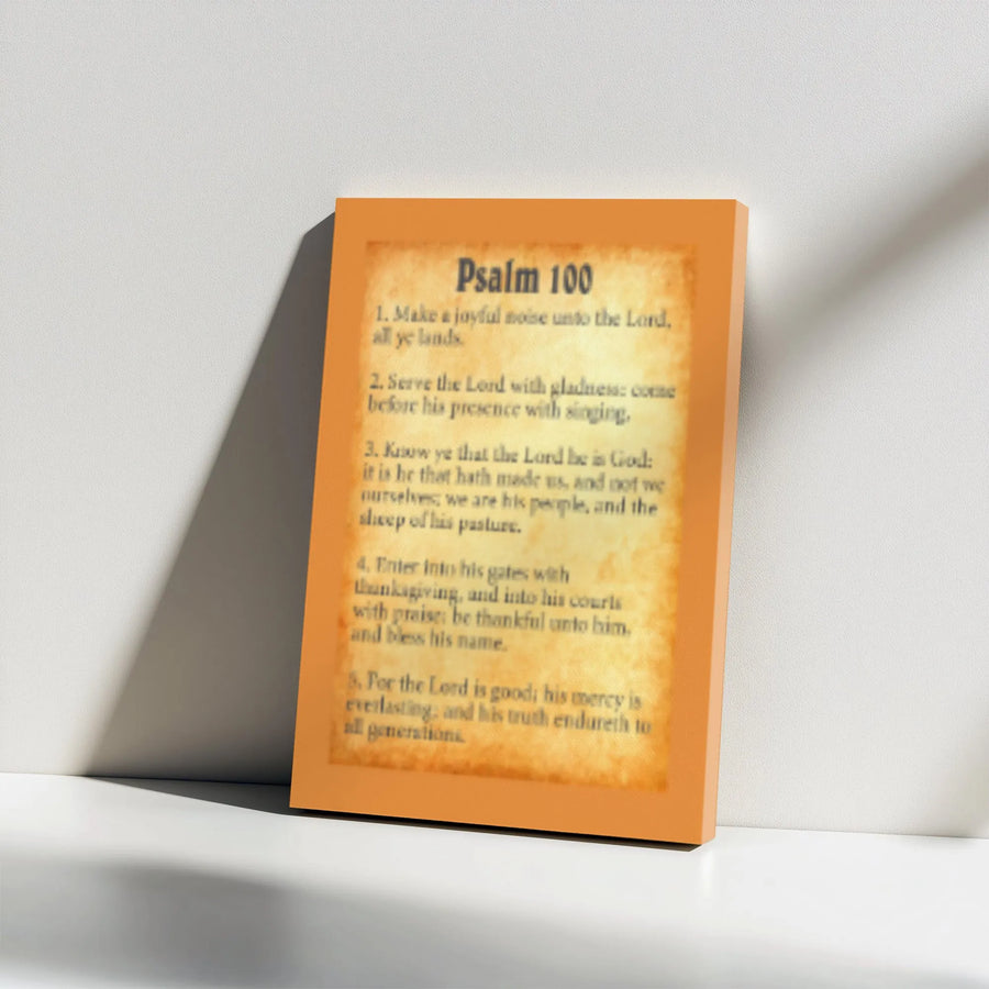 Psalm 100 Bible Verse Wall Art | Vintage Scripture Parchment Design | 1.25 Inch Gallery Wrap Canvas | Christian Home Office Gift Decor