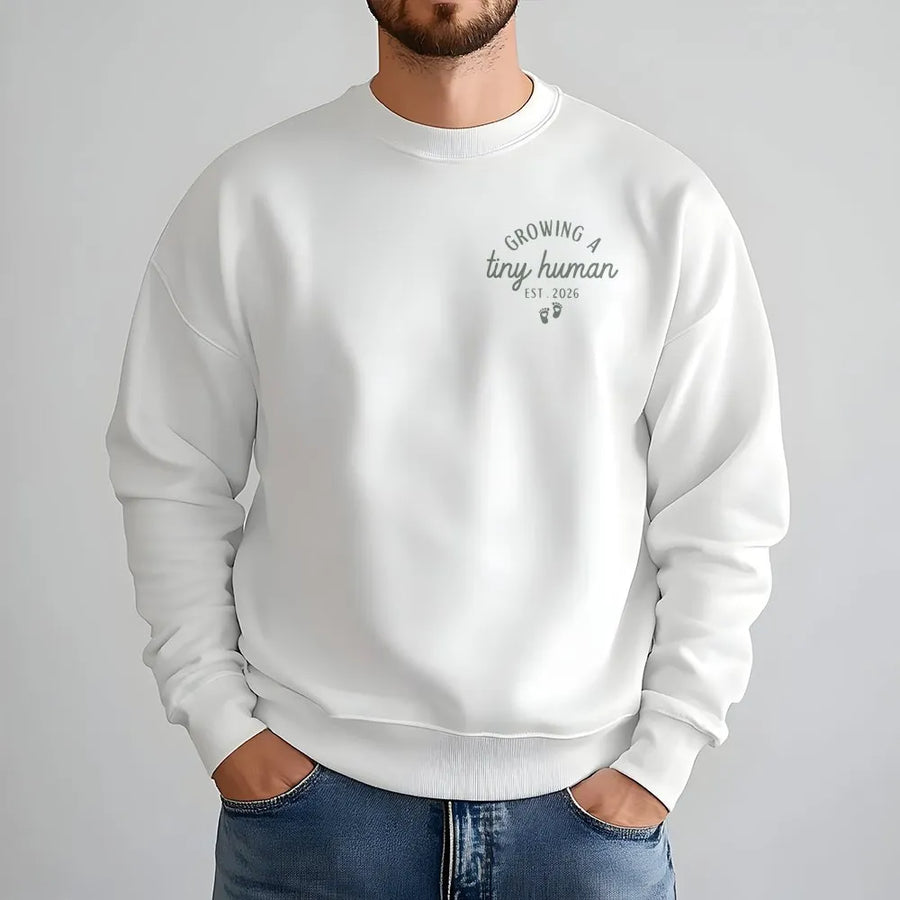 Pregnancy Announcement Sweatshirt | Growing a Tiny Human Est 2026 | Soft Cotton Blend Pullover | Gift for Expecting Mom, New Mom To Be
