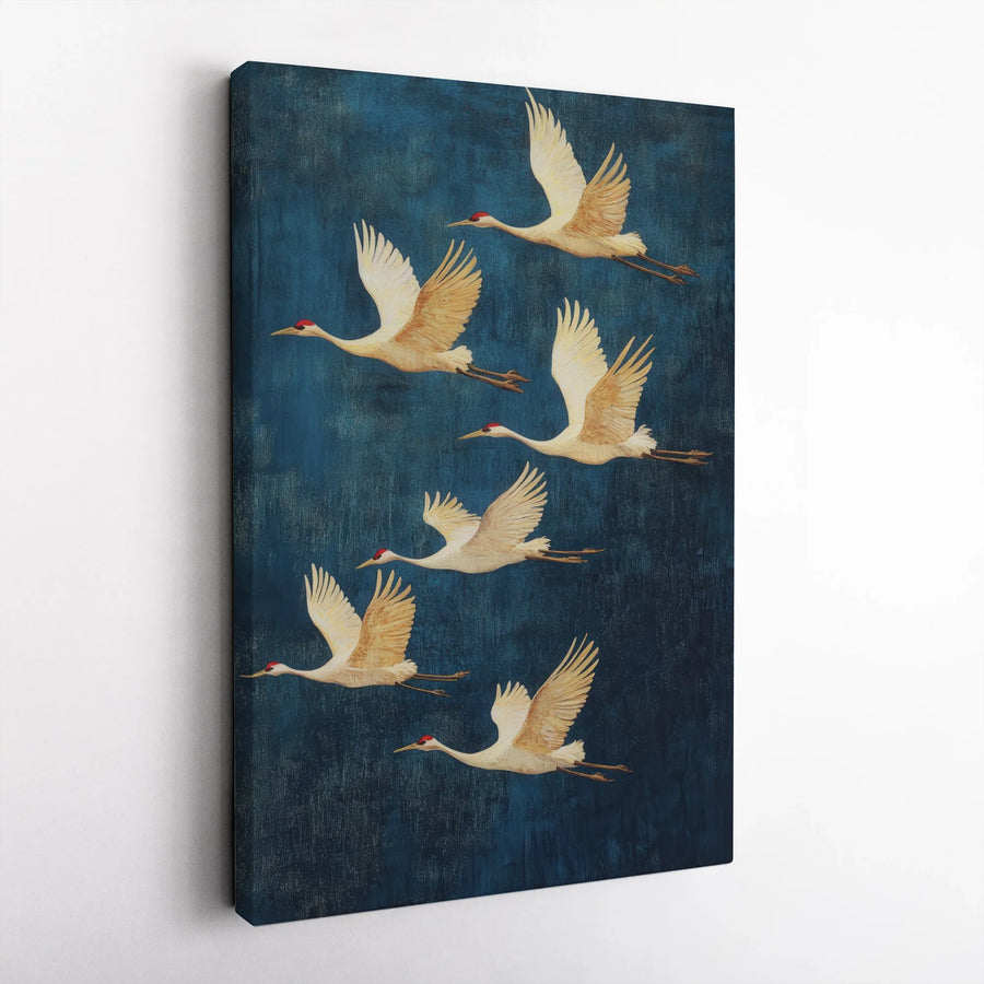 Japanese Red-Crowned Crane Canvas Wall Art | Vintage Bird Aesthetic Print | Premium Gallery Wrap Decor | Nature Lover Home Office Gift