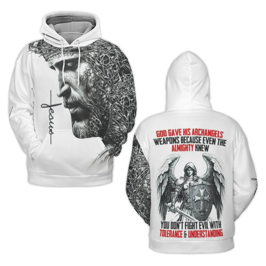 Jesus Archangel Warrior 3D Hoodie | Religious Spiritual Quote Design | Premium Brushed Fleece Polyester | Faith Inspired Gift for Men and Women
